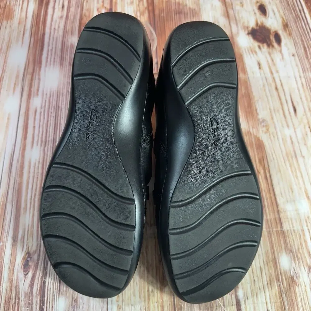 Clarks CORA BRAIDSHOE Size 10 Black Leather Braided Braid Loafers Flats Shoes - Picture 8 of 10